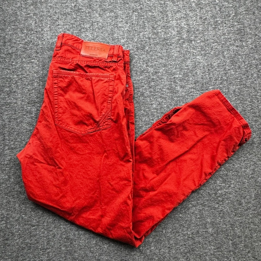 Teleria Zed Authentic Style Italian Pants Mens 36x29 Red Straight Leg Chino